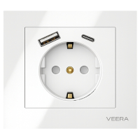 پریز ارت همراه USB و Type-C مدل کریستال سفید